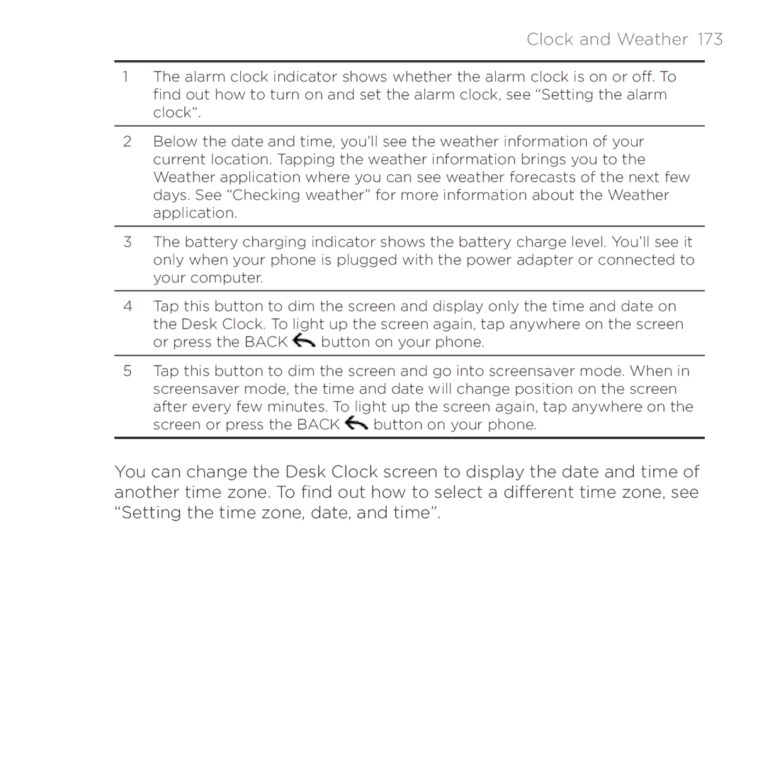 HTC HTC Desire manual Clock and Weather  